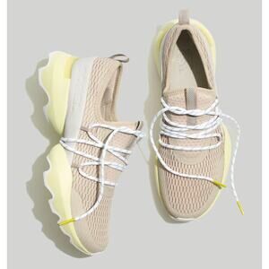 Neutral Beige & Pale Yellow Women's Athletic Sneakers